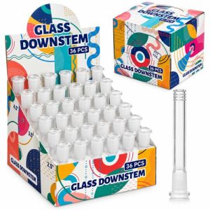 14mm Glass Downstem 3in to 5in - 36PK Display (XYA-002)-Transparent