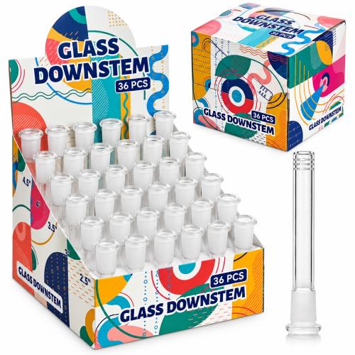 14mm Glass Downstem 3in to 5in - 36PK Display (XYA-002)-Transparent