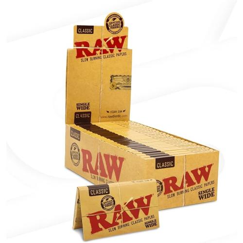 RAW Rolling Papers 100CT Single Wide (Double Feed) - 25PK Display