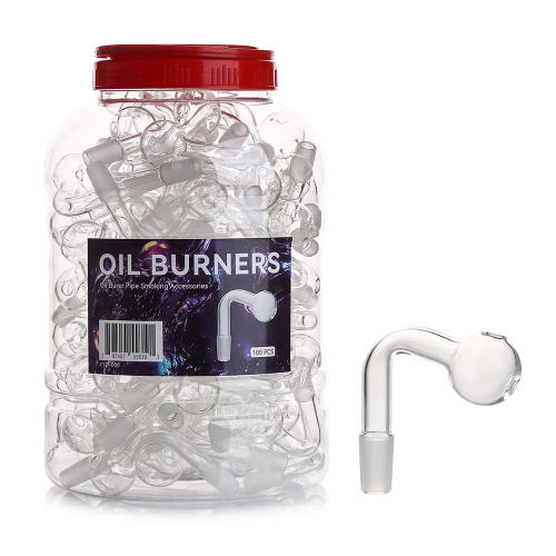 14mm Male Oil Burner 45 Degree - 100PK Jar (XYD-005)-Transparent