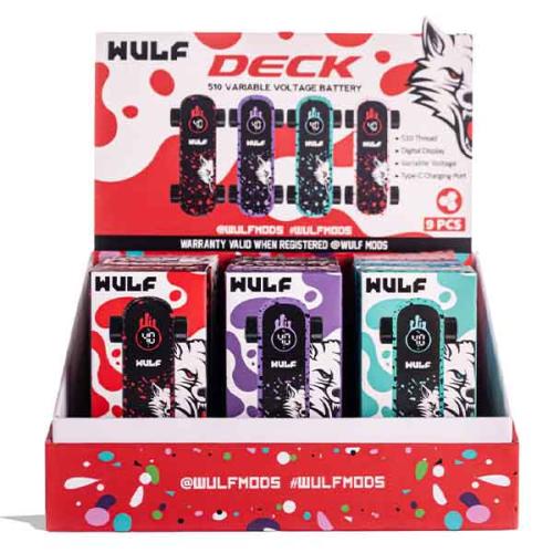 Wulf Mods Deck Skateboard 500mAh 510 Battery - 9PK Display-Assorted