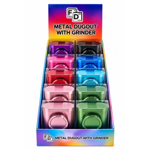 FD Metal Dugout with Grinder - 12PK Display-Assorted