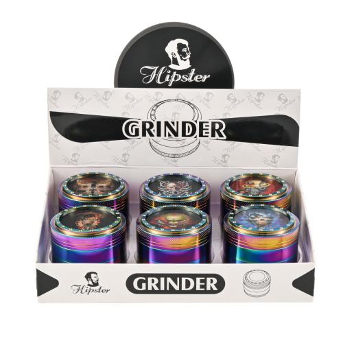 Grinder 63mm 4 Part (Hipster Gothic Herb Grinder SW2230B-4) - 6PK Display-Assorted