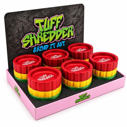 TUFF SHREDDER 40mm Rasta Metal Grinder 4-Piece (TS1023-S) - 6PK Display-Original