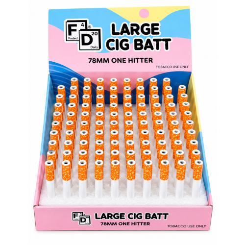 3in FD Large Cigarette One Hitter Metal Pipe (FDX5148) - 100PK Display-Regular