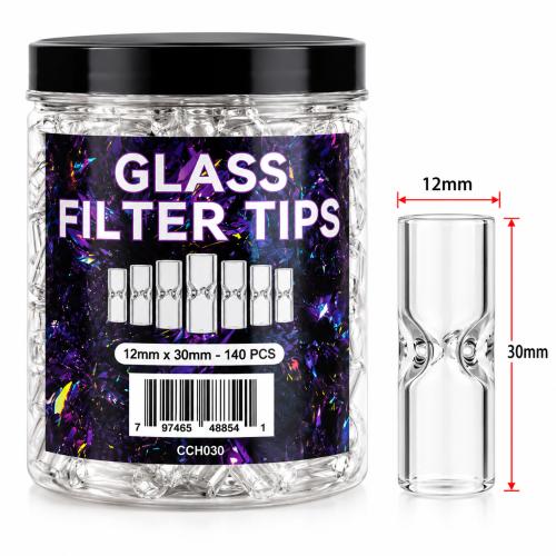 Glass Tips 12 x 30mm 3 Poke - 140PK Jar (CCH030)-Transparent