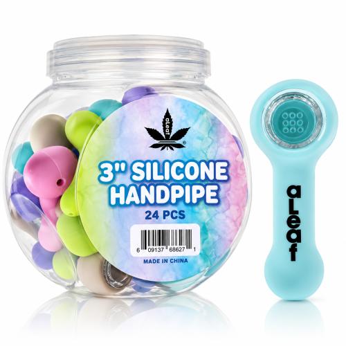ALEAF 3in Silicone Hand Pipe (SL5091) - 24PK Jar-Assorted