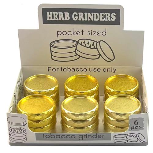 Grinder 53mm 4 Part (Gold Leaf Pocket Grinder DK5257Y-4) - 6PK Display-Gold