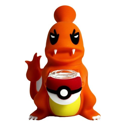 5in Poke Red Dragon Silicone Glass Water Pipe with 14mm Glass Bowl (SL5084)-Red