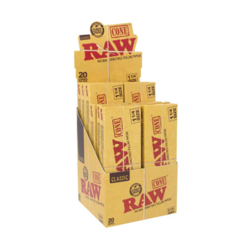 RAW Pre-Rolled Cones - 1 1/4 Size - 12 Pack - 20 Cones Per Pack