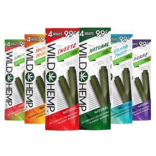 Wild Hemp Wraps $0.99 *Pre Priced* Wraps 4ct - 20PK Display