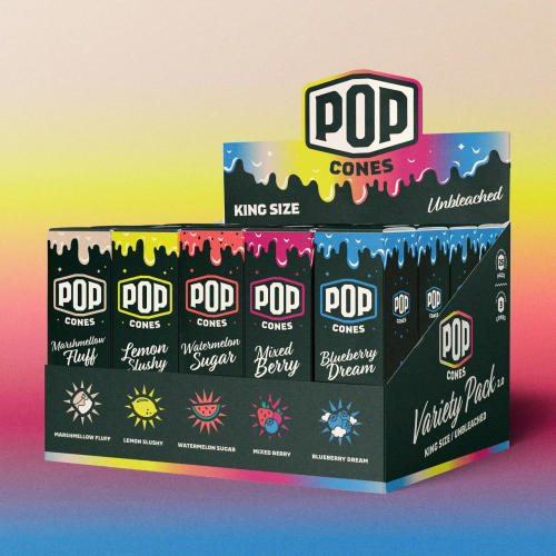 Pop Cones King Size Pre-Rolled Cones 3ct Variety Pack- 25PK Display