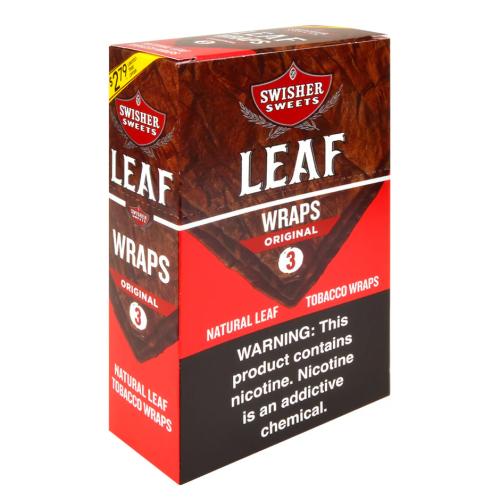 Swisher Sweet $2.79 *Pre Priced* Tobacco Leaf Wraps 3CT - 10PK Display