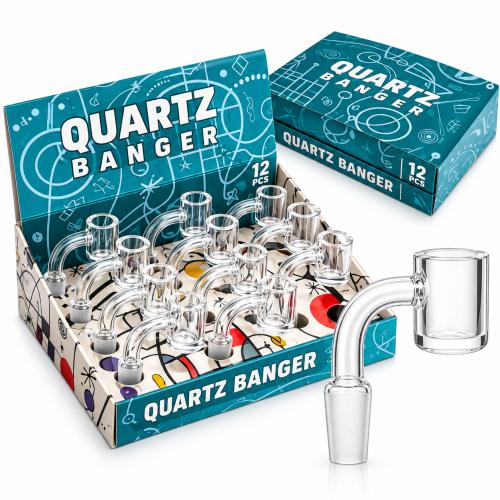 14mm Quartz Banger Glass 90 Degree - 12PK Display (CZB001)-Transparent