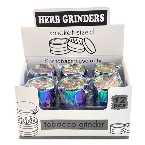 Grinder 50mm 3 Part (Pop Can Herb Grinder DK5072A-3) - 12PK Display-Rainbow