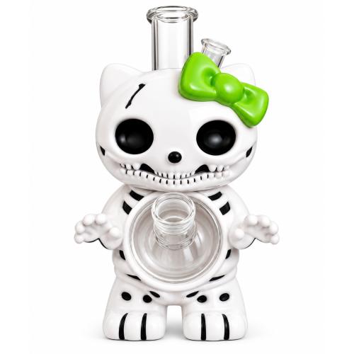 10in Skull Kitty PVC Glass Water Pipe (WP102)