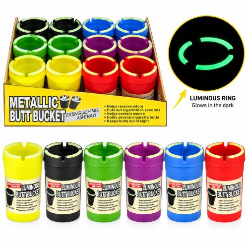 Luminous Butt Bucket Ashtray Glow in the Dark - 12PK Display (CC040)-Assorted