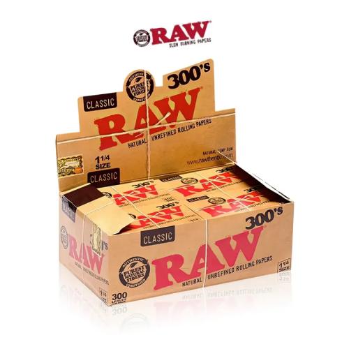 RAW 300's Classic 1 1/4 Size Rolling Papers - Pack of 300 - 20PK Display-Classic