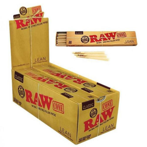 RAW Pre-Rolled Cones Lean 20 Cones Per Pack-12PK Display